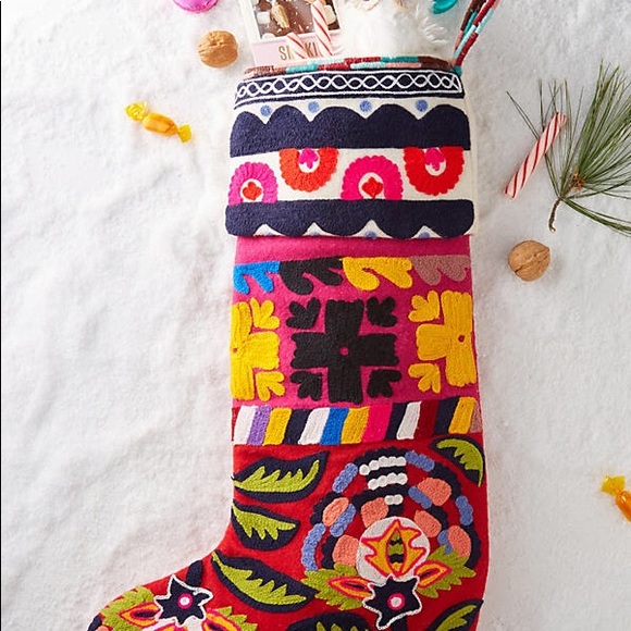 Anthropologie Other - NWT Anthropologie Embroidered Christmas Stocking
